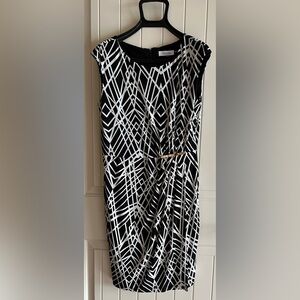 Calvin Klein Black and White Patterned Dress